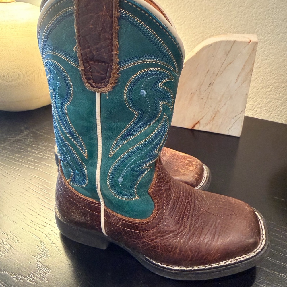 Kids Western Cowboy Boots - Brown and Teal